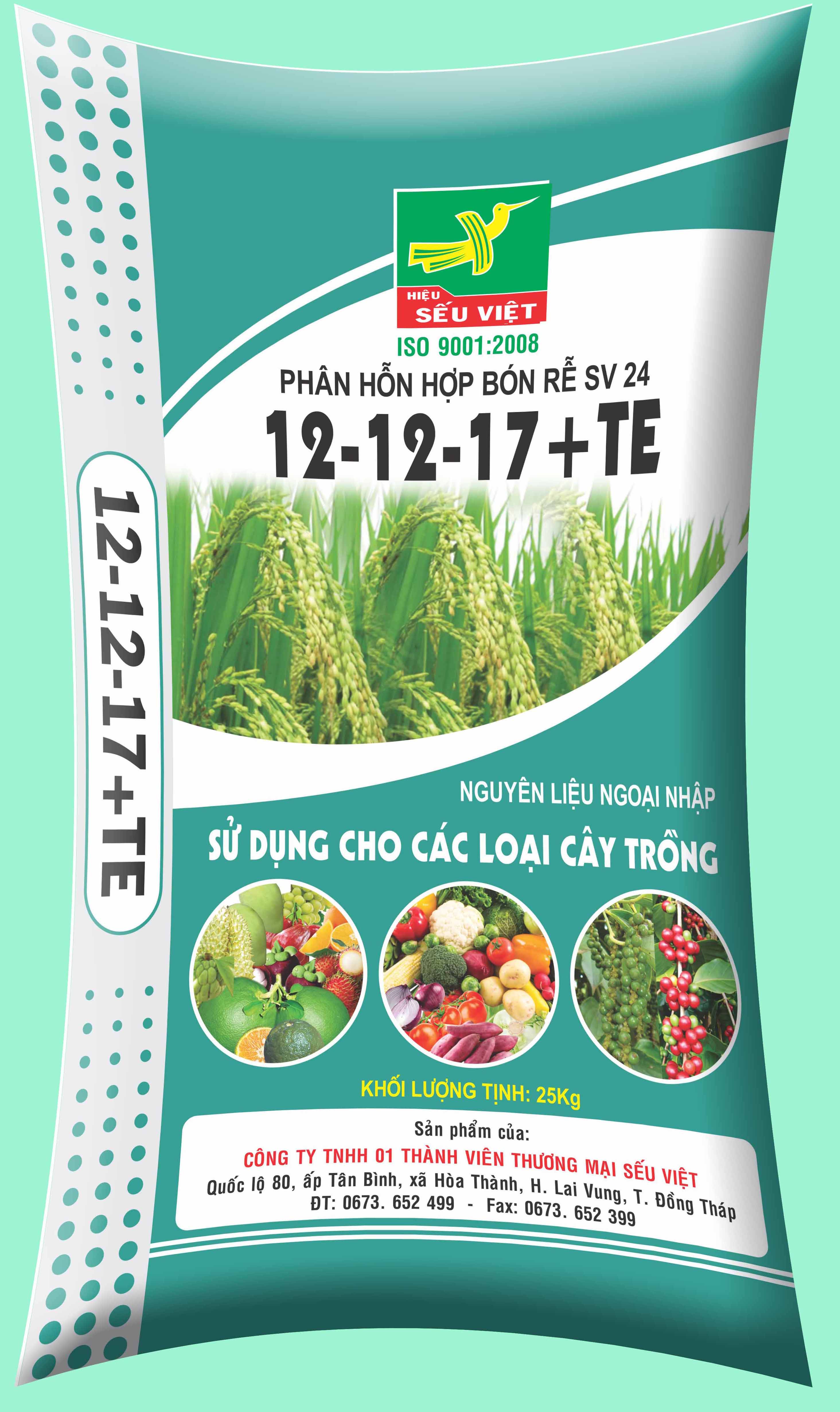 Phân hỗn hợp bón rể SV24 12-12-17+TE