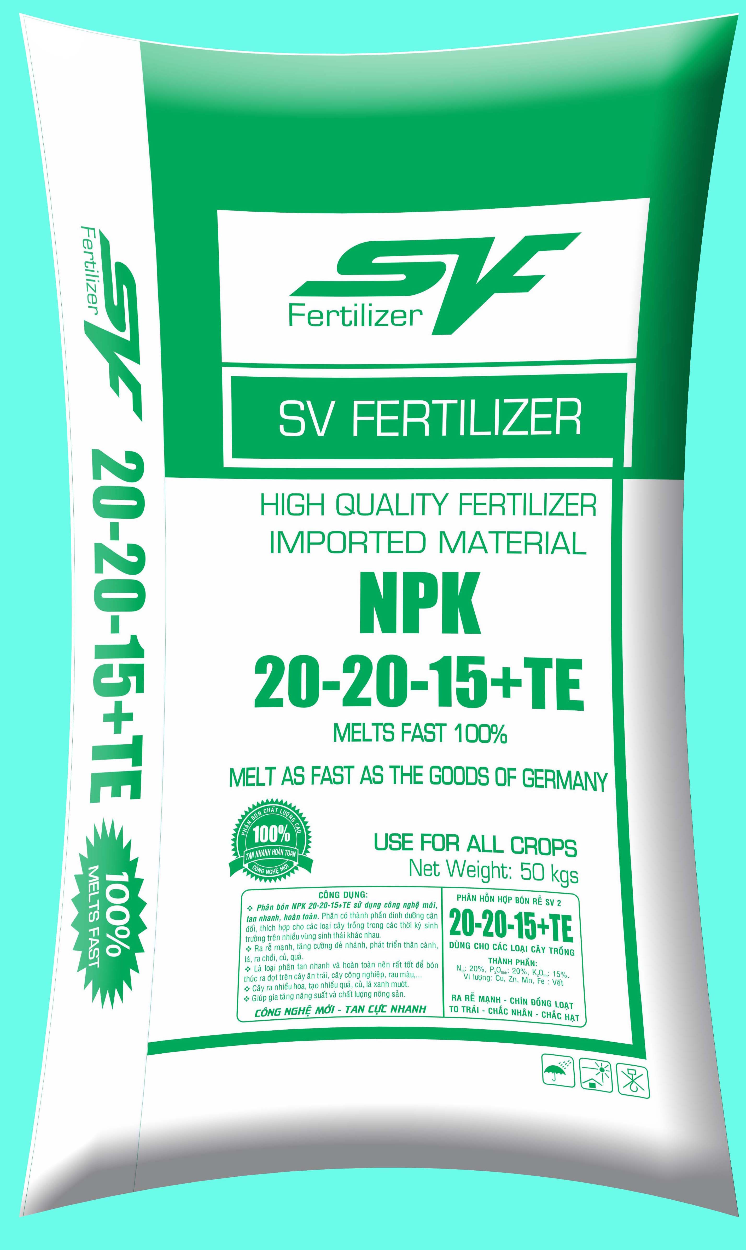NPK tan nhanh 20-20-15+TE