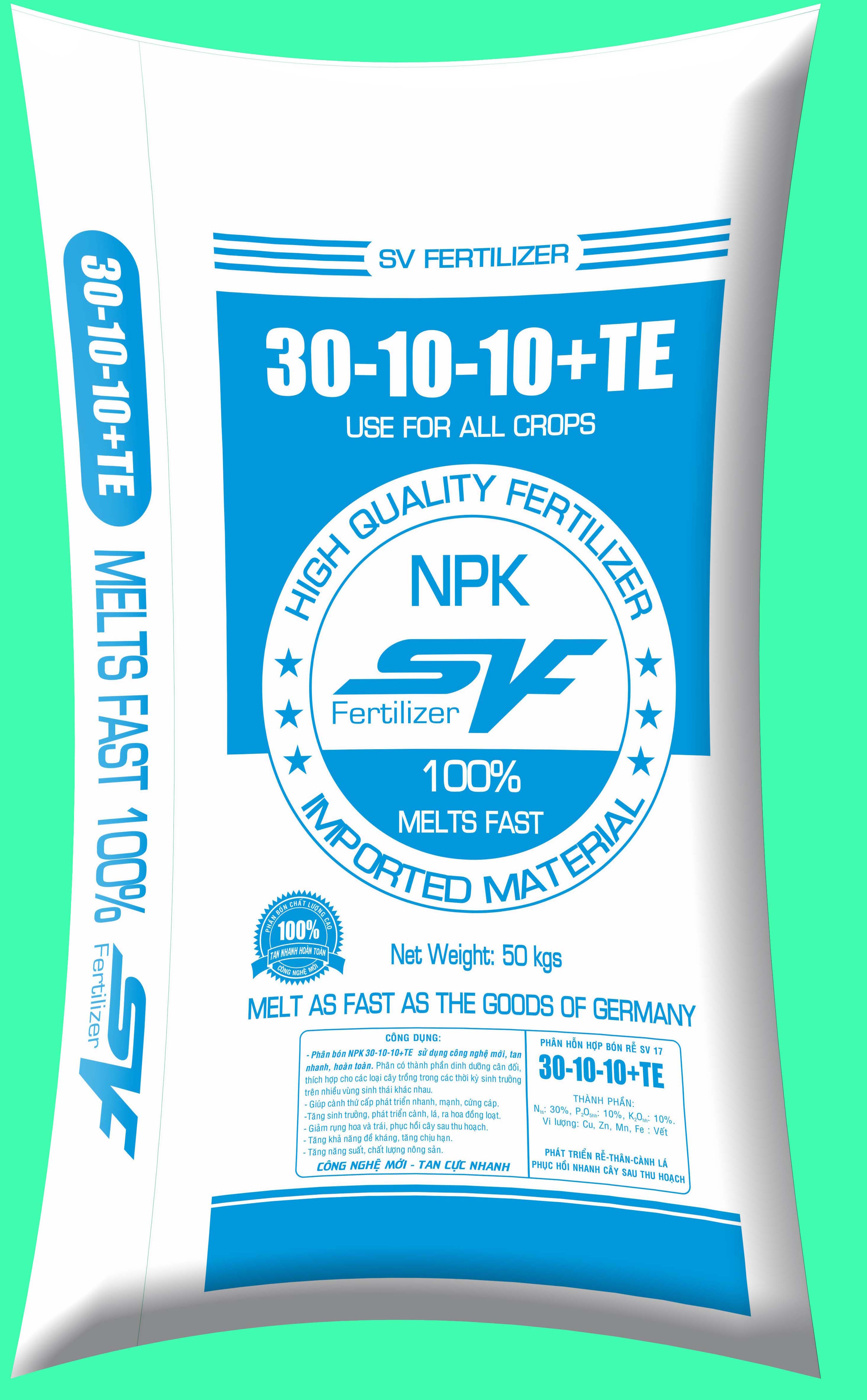 phan bon npk tan nhanh 30-10-10+TE